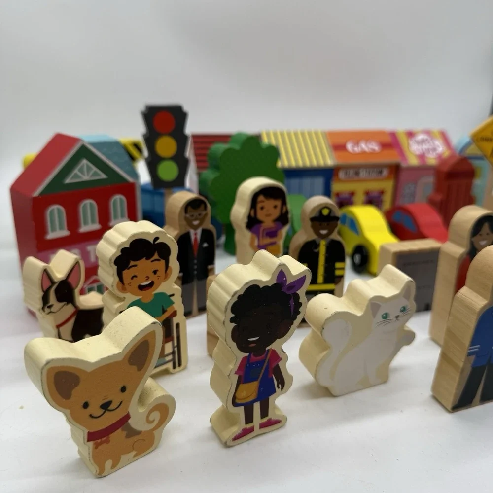Unbranded Mixed Lot Of Wooden People Shops Cars And More